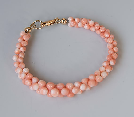 Natural Undyed Japanese Deep Sea Coral Bracelet with 14K Gold Filled Clasp
