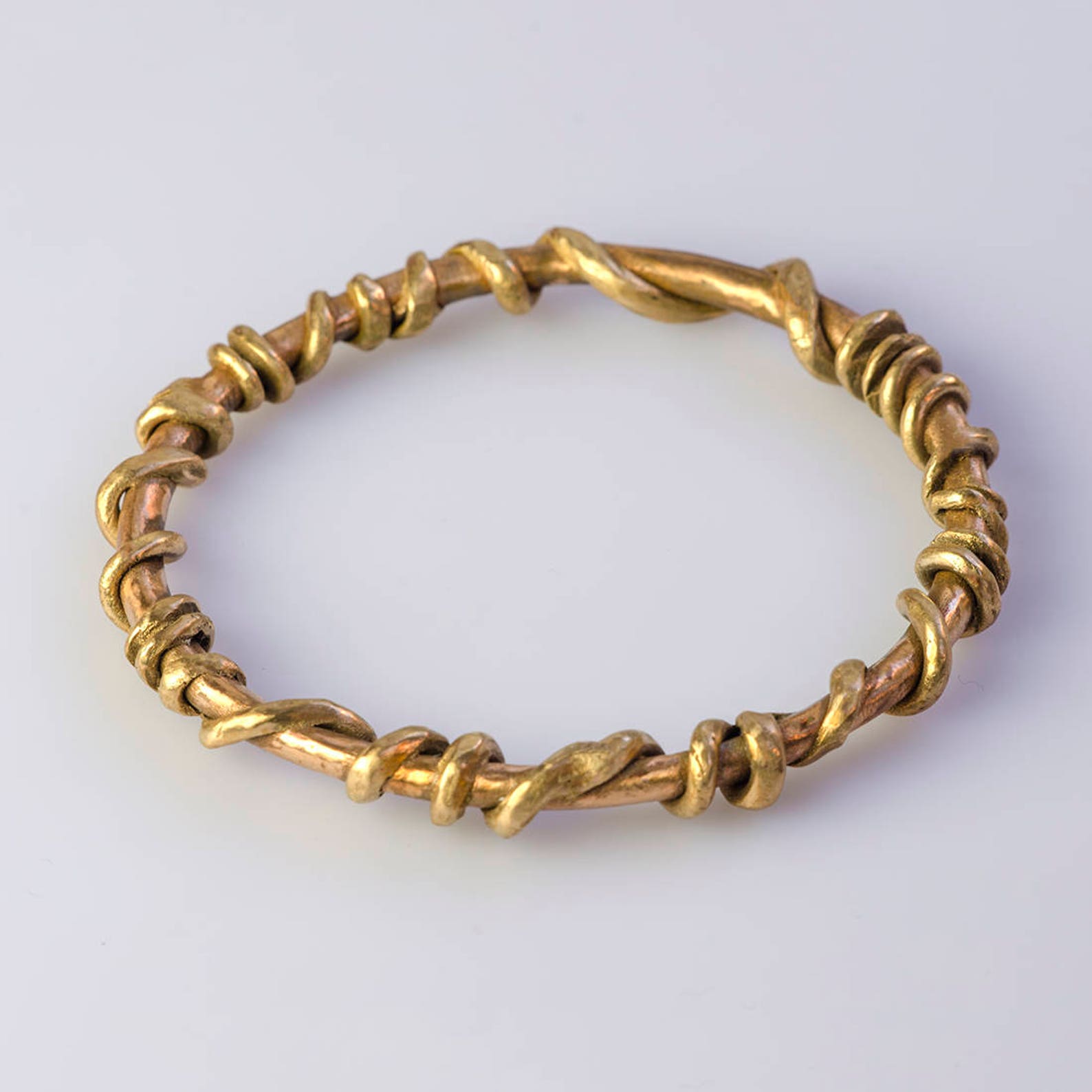 Rustic Bronze Bangle Bracelet, Handmade Metalwork Bangle, Organic Twist