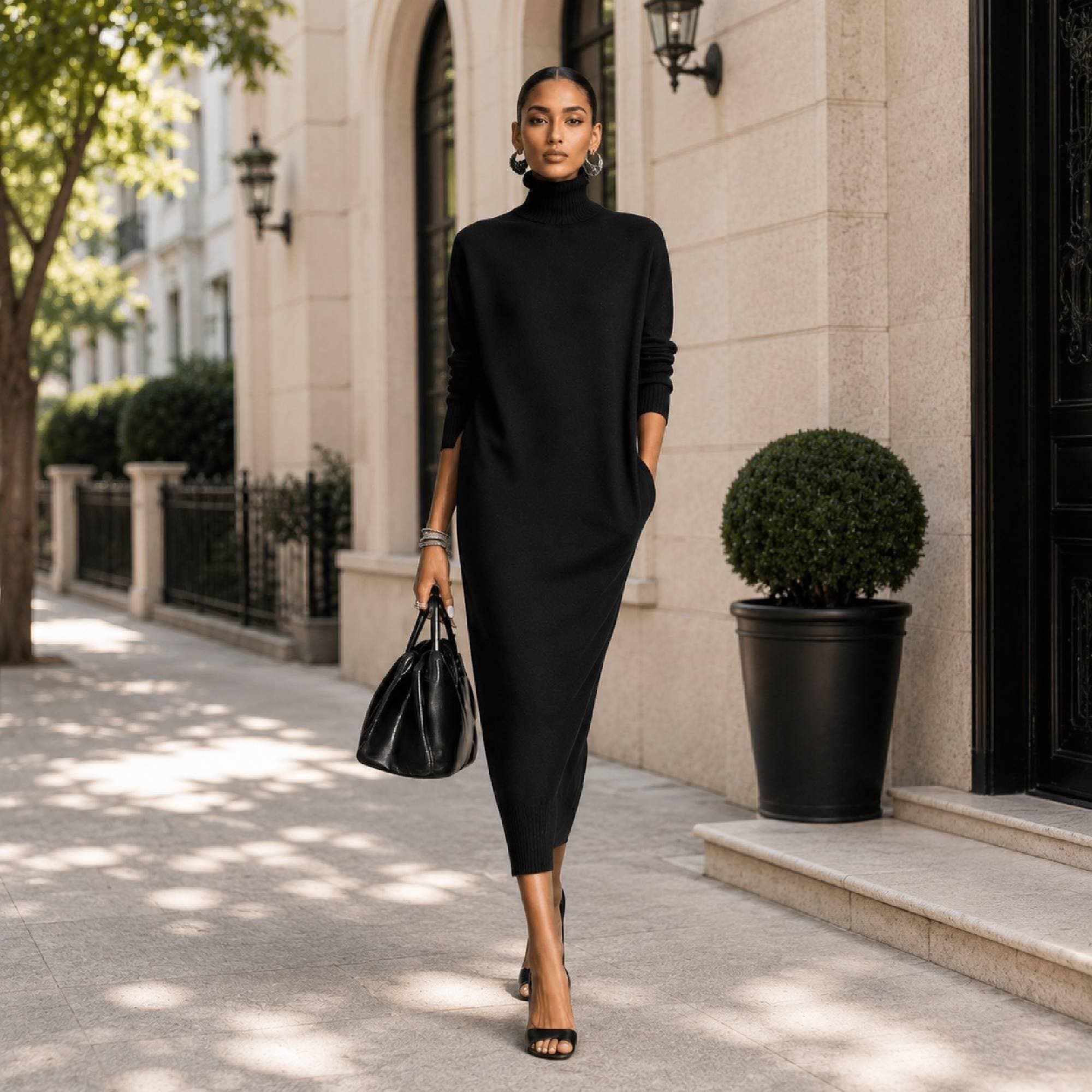 black long sleeve faux leather dress feather edge dress belt