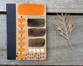 Hand painted Notebooks, orange & black sketchbook, small blank art journal, gift for friends