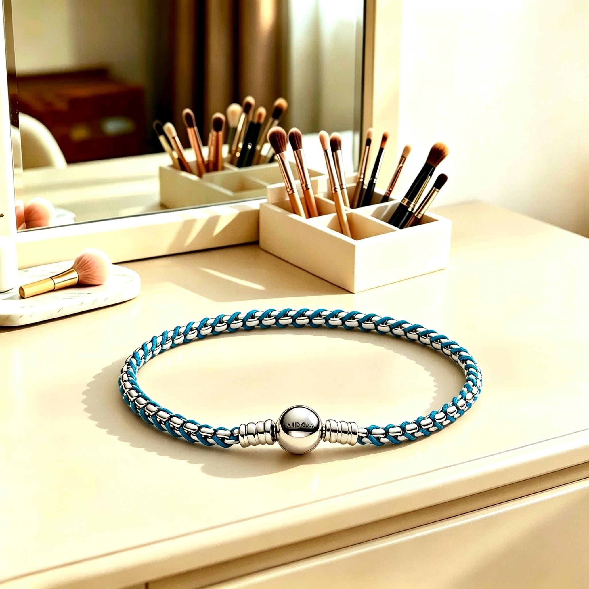 Pandora Blue Cord Box Chain Bracelet