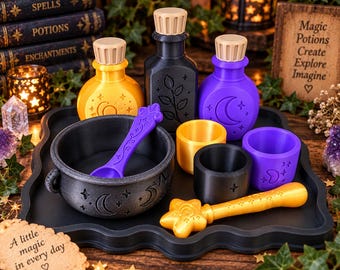 3D Printed Potion Play Set with Wand , Imaginative Pretend Play, Sensory Play Set- Pretend Witch kit-Kids Gift Christmas gift