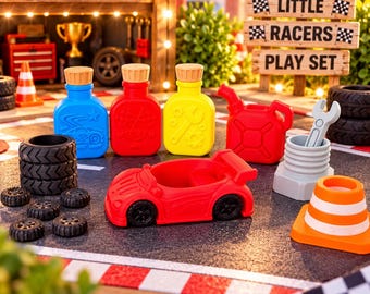 Little Racers Play Set,  cars, racing, and pretend play. Christmas gift for kids, 3d printed to order.