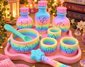Rainbow Potion Play Set- toddler- child Sensory imaginative play kit (free large wand) 3d printed with love