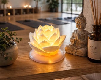 Lotus zen light, desk or shelf light. Relaxation decoration, yoga decor.