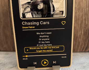 Music gift, favourite song memory into plaque, including photo.  Spotify style,