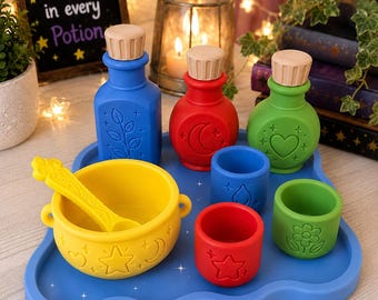 3D Printed Potion Play Set, Imaginative Pretend Play (Eco-Friendly PLA) *Free wand*