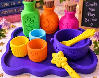 3D Printed Potion Play Set with Wand , Imaginative Pretend Play, Sensory Play Set- Pretend Witch kit-Kids Gift Christmas gift