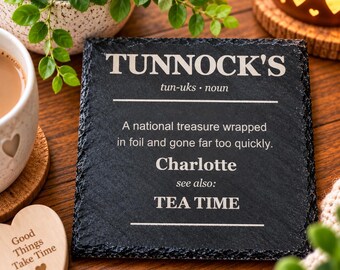 Personalised Scottish Tunnocks Slate Coaster | Custom Name Gift (UK Handmade)
