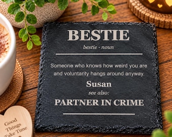 Personalised Slate Coaster | Custom Name, Friend Gift (UK Handmade)