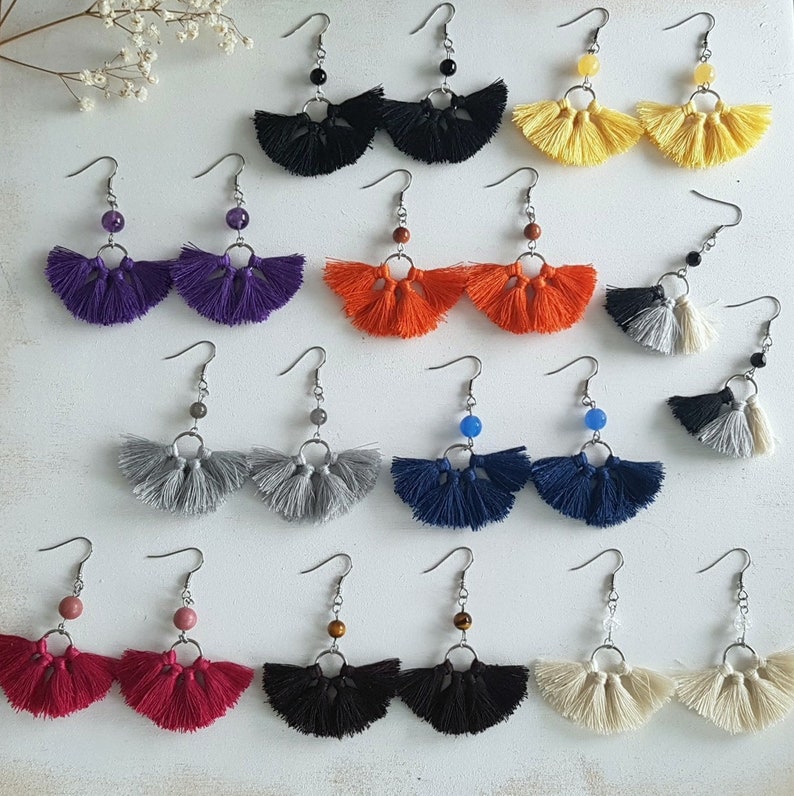 Tassel Earrings Stainless Steel Earrings Yellow Tassels and Etsy Canada