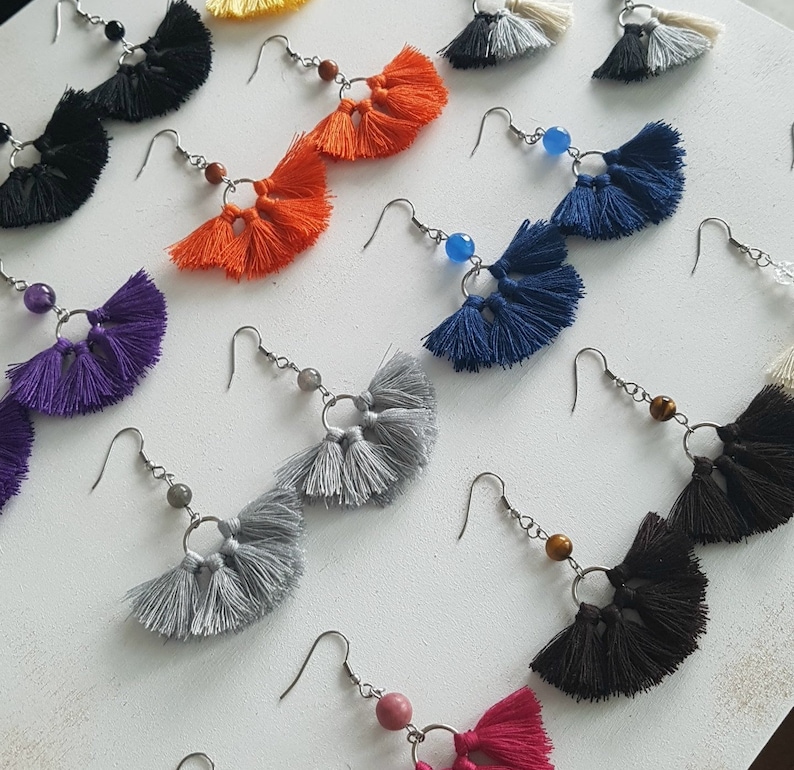 Tassel Earrings Stainless Steel Earrings Yellow Tassels and Etsy Canada