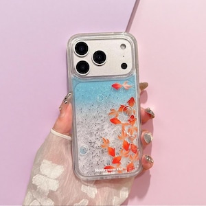 Goldfish Quicksand Liquid-skal till iPhone 15, 16 och 17 Pro Max