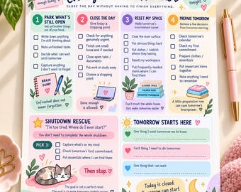 ADHD Bedtime Routine Planner | Evening Wind Down Checklist | Adult Self Care Printable (Digital Download)