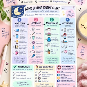 ADHD Bedtime Routine Chart for Adults | Visual Evening Checklist (Digital Download)