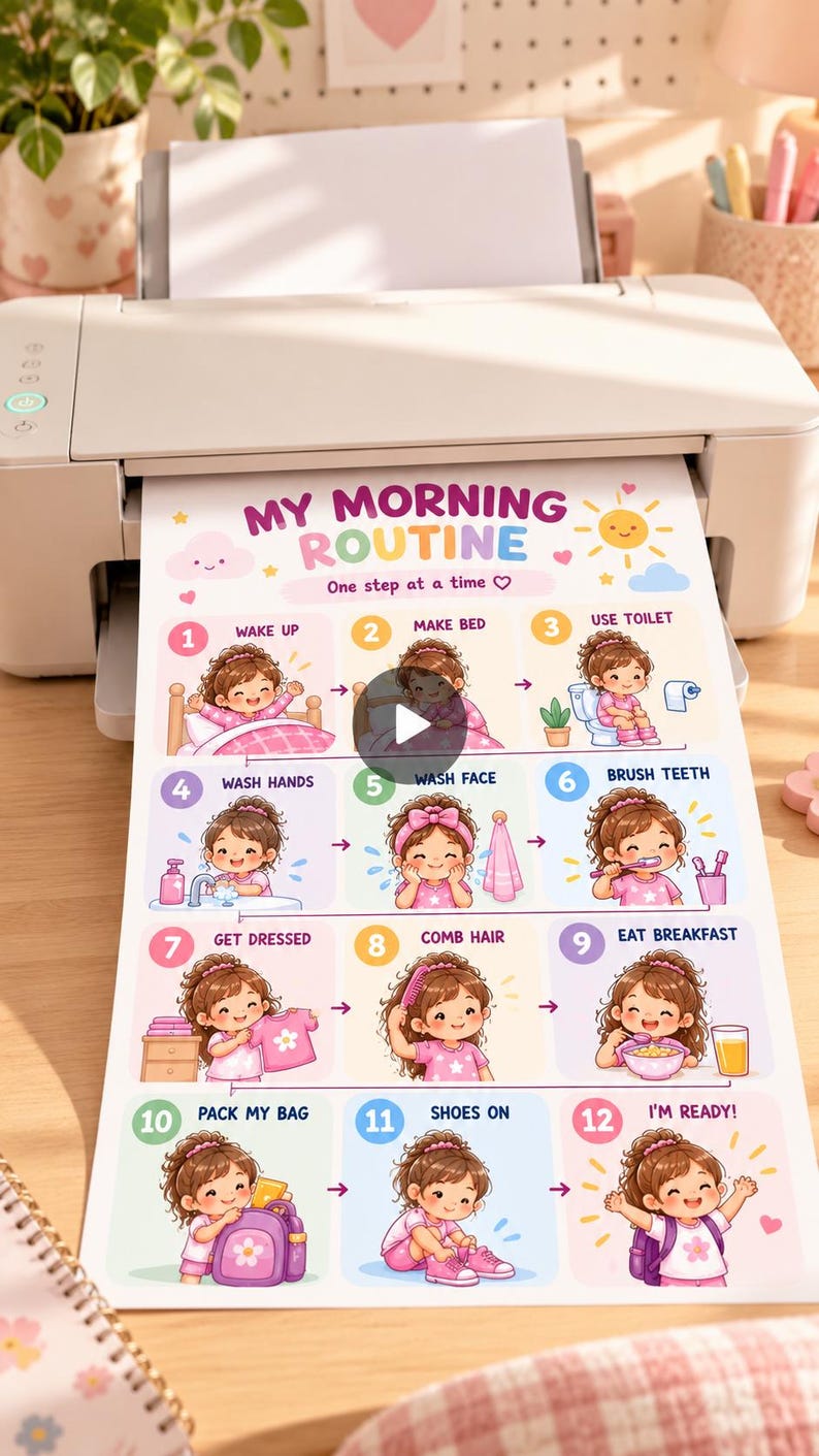 Kids Morning Routine Chart | Visual Schedule for ADHD, Autism (digital ...
