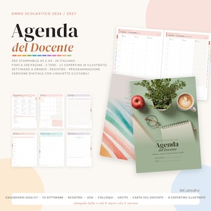 Puede incluir: Una agenda digital para docentes para el año escolar 2026-2027, con páginas PDF imprimibles en A5 y A4, horarios semanales, registro de calificaciones y secciones de planificación. Incluye 11 portadas ilustradas y pestañas clicables.
