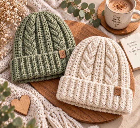 Crochet Beanie Pattern PDF, Ribbed Brim, Textured Crown, Winter DIY (Digital Download)