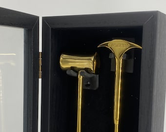 Lobotomy Orbitoclast & Hammer Surgical Medical Tools Shadowbox with removable tools stamped version Gold plated