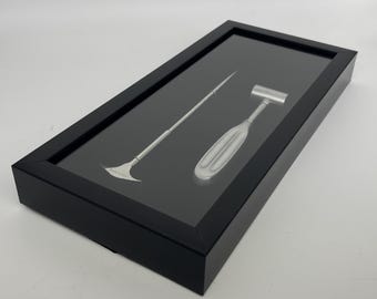 Lobotomy Orbitoclast & Hammer Surgical Medical Tools Shadowbox not Removeable