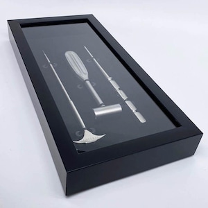 Lobotomy Orbitoclast & Hammer , Knife Surgical Medical Tools Shadowbox not Removeable