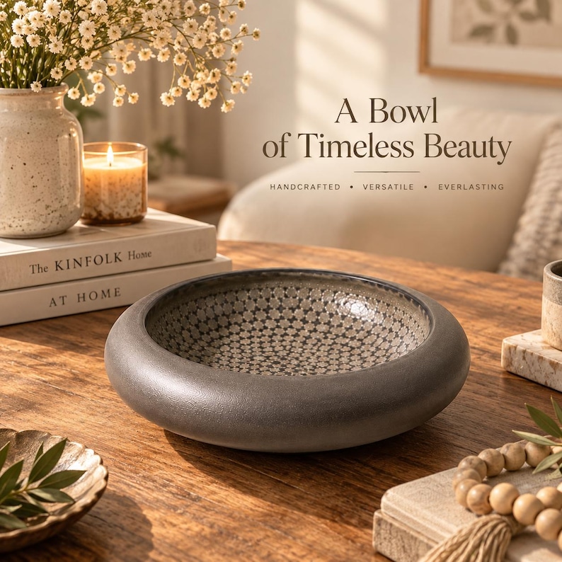 Handmade Matte Ceramic Bowl With Mosaic Pattern Interior, a Decorative ...