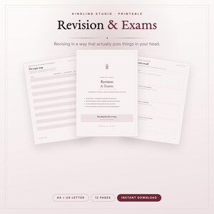 Revision Planner Printable | ADHD Study Kit Active Recall Topic Map and Exam Timetable | Any Subject A4 US Letter