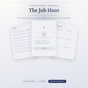 Job Search Planner Printable | ADHD Application Tracker Interview Prep and Rejection Log | Job Hunt Kit A4 US Letter