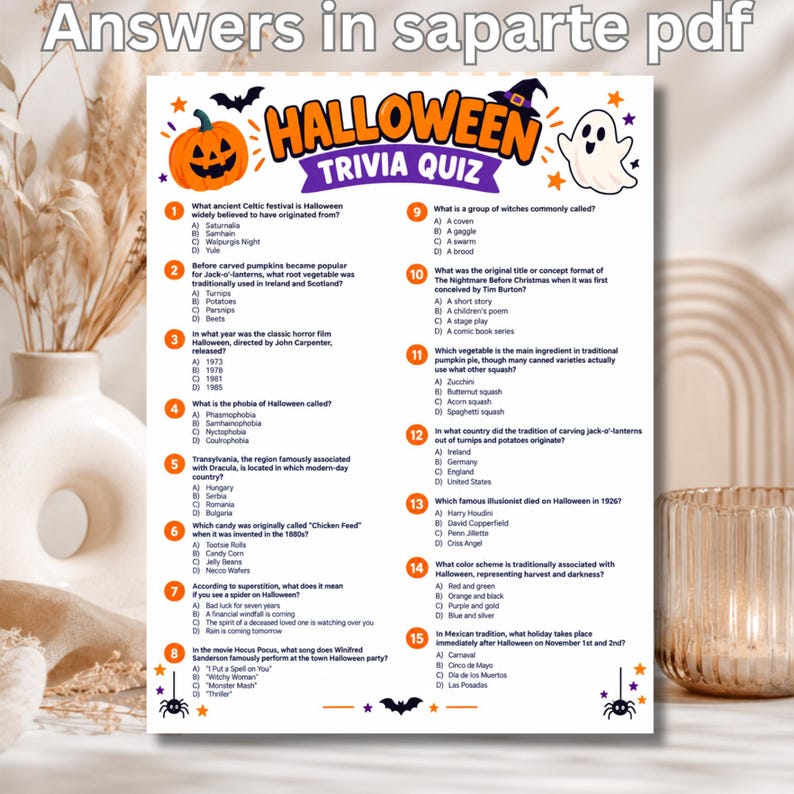 Jeu-questionnaire d'Halloween | Quiz de 15 questions sur les fêtes ...