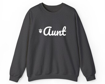 Aunt Sweatshirt with Heart, Embroidered Auntie Crewneck, Best Aunt Gift, Aunt Birthday Sweater, Black Navy Charcoal