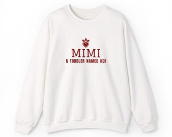 Mimi Sweatshirt, Embroidered Grandma Crewneck with Heart, Mimi Gift, New Mimi Announcement, Cream Sand Blush Sweater