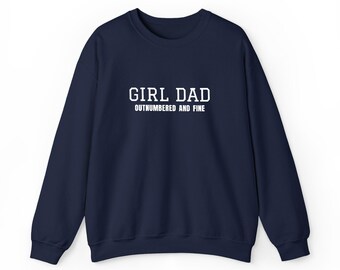 Sweatshirt voor vaders van dochters, geborduurde ronde hals voor papa, cadeau voor vaders van dochters, shirt voor vaders van dochters, kerstcadeau voor papa, zwart marineblauw antraciet