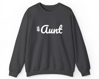 Aunt Sweatshirt, Botanical Embroidered Auntie Crewneck, Minimalist Aunt Gift, Aunt Birthday Sweater, Black Navy Charcoal