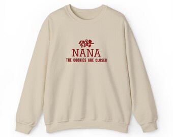 Nana Sweatshirt, Botanical Embroidered Grandma Crewneck, Nana Gift, New Nana Announcement, Cream Sand Blush Sweater