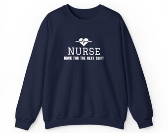 Verpleegkundig sweatshirt, geborduurde RN-trui, cadeau voor verpleegkundigen, bedankje voor verpleegkundigen, kerstcadeau voor verpleegkundigen, marineblauw zwart