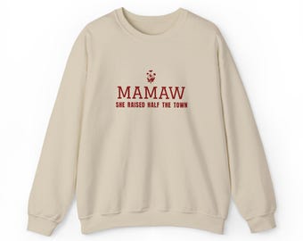 Mamaw Sweatshirt, Bloemen Geborduurde Oma Crewneck, Mamaw Gift, Nieuwe Mamaw Aankondiging, Crème Zand Blush Trui