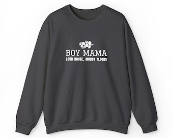 Sweatshirt voor moeders van jongens, geborduurde trui met ronde hals, cadeau voor moeders van jongens, shirt voor moeders van jongens, kerstcadeau voor moeders, zwart marineblauw antraciet