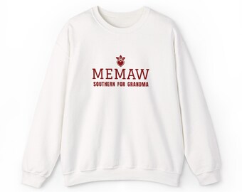 Memaw-sweatshirt, geborduurde ronde hals met hartje voor oma, Memaw-cadeau, aankondiging van de nieuwe Memaw, crèmekleurig zandroze