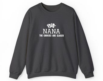 Nana Sweatshirt, Botanical Embroidered Grandma Crewneck, Gift for Nana, Grandma Christmas Gift, Black Navy Charcoal Sweater