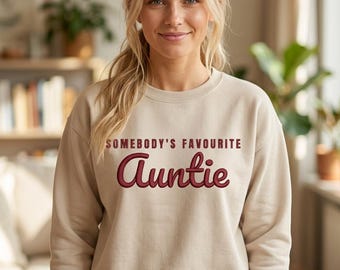 Auntie Sweatshirt, Auntie Gift, Embroidered Aunt Crewneck, New Auntie Announcement Sweater, Pregnancy Reveal Gift for Aunt