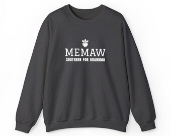 Memaw-sweatshirt, geborduurde ronde hals met hartje voor oma, cadeau voor oma, kerstcadeau voor oma, marineblauw, zwart, antraciet