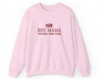 Trui voor moeders van jongens, geborduurde trui met ronde hals, cadeau voor moeders van jongens, shirt voor moeders van jongens, cadeau voor nieuwe moeders, crèmekleurige trui met zandkleurige blush