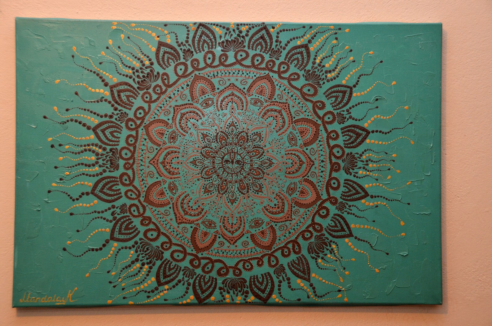 Mandala Oil Painting on Canvas Love Gift 40x60cm Yoga Etsy