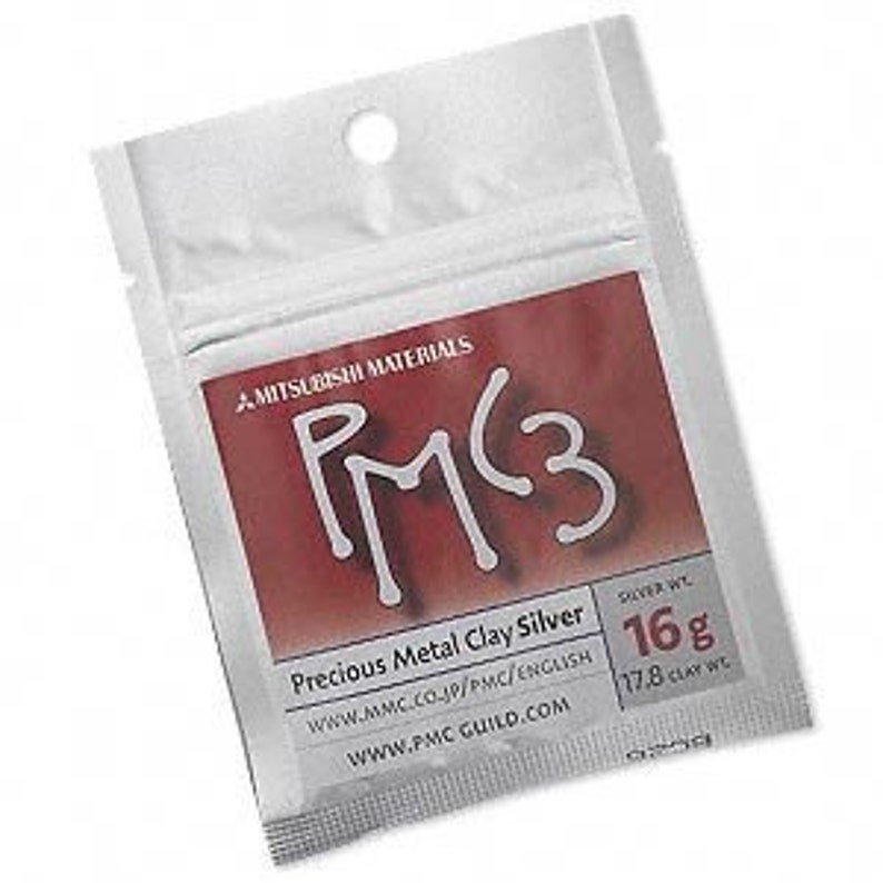 May include: A silver packet of Precious Metal Clay (PMC3) with a weight of 16 grams. The packet is labeled with the company's website address and the text "PMC3 Precious Metal Clay Silver".