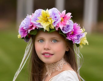 Spring Flower Crown, Floral Crown, Flower Crown Headband, Fairy Crown, Floral Headpiece, Flower Girl Headpiece, Festival Crown, Pastel Crown