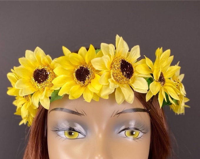Sunflower Crown, Flower Crown, Floral Crown, Fairy Crown, Floral Headpiece, Festival Crown, Boho Flower Headband, Boho Headband, Hippie