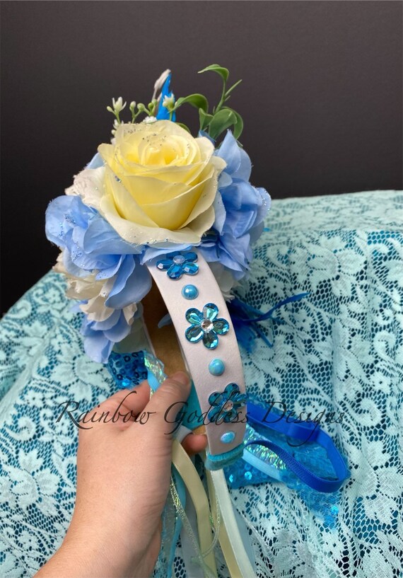 Blue Flower Headband, Feather Floral Crown, Bohemian  display picture 2