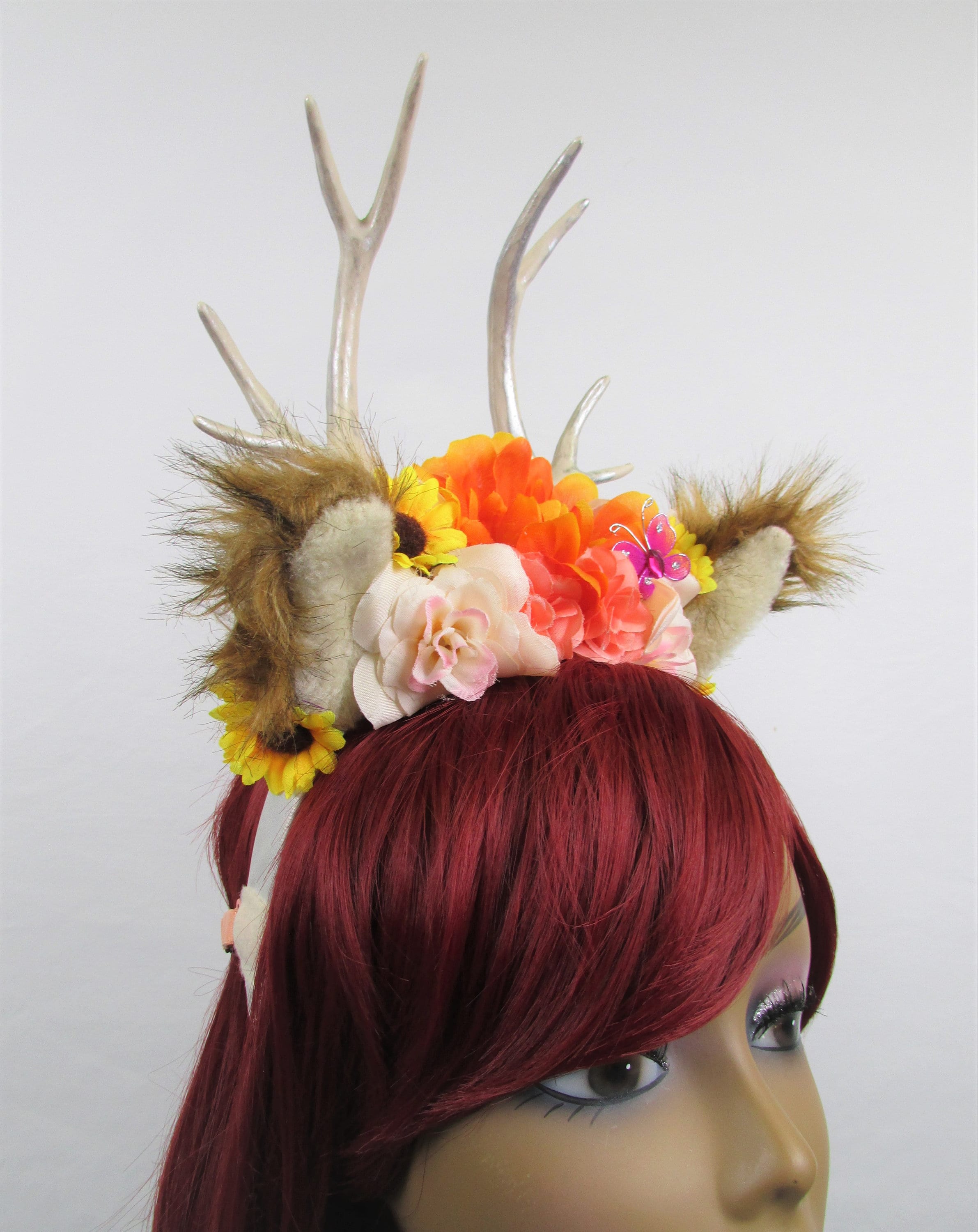 Kids Deer Headband Deer Antlers Animal Ears Headband Flower Etsy