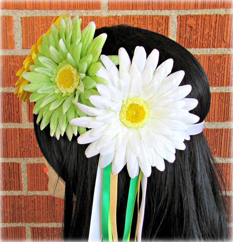 Yellow Green and White Flower Crown Floral Crown Flower Etsy