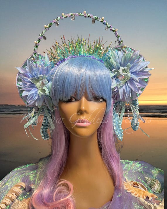 LED Pastel Mermaid Crown: Fairy Halo Flower Crown Headpiece